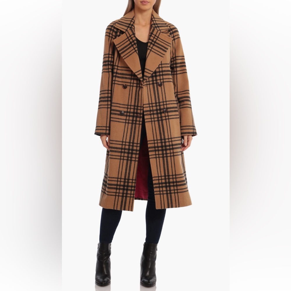 Avec Les Filles Windowpane Plaid Doublebreasted Coat 🧥🖤